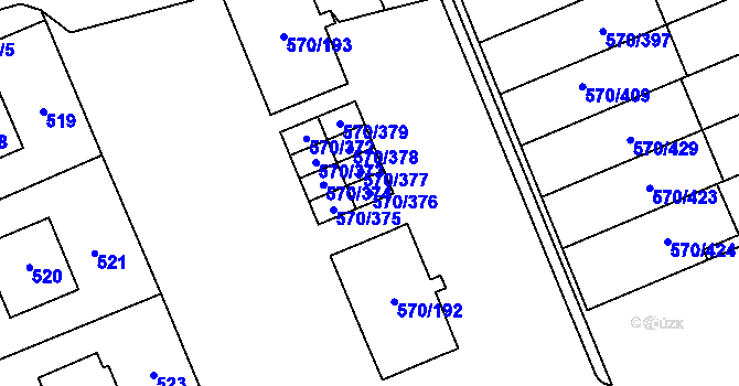 Parcela st. 570/376 v KÚ Zámek Žďár, Katastrální mapa
