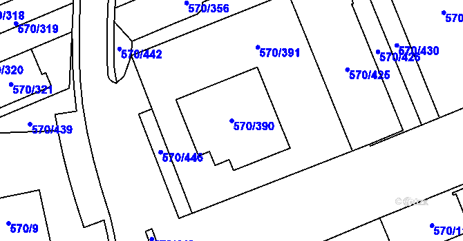 Parcela st. 570/390 v KÚ Zámek Žďár, Katastrální mapa