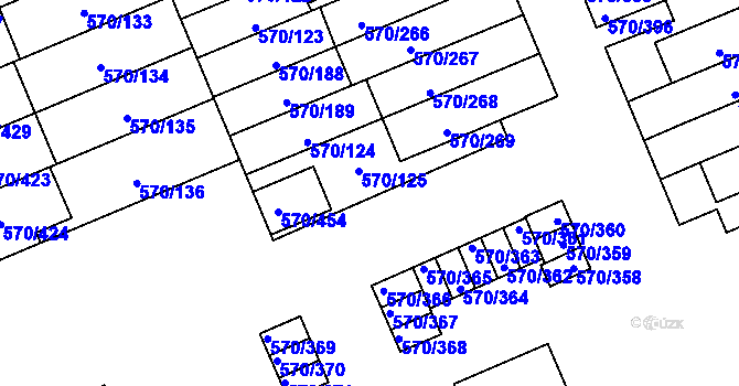 Parcela st. 570/394 v KÚ Zámek Žďár, Katastrální mapa
