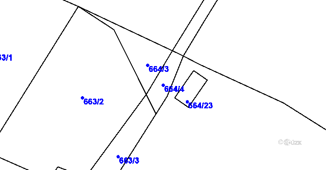 Parcela st. 664/4 v KÚ Zámek Žďár, Katastrální mapa