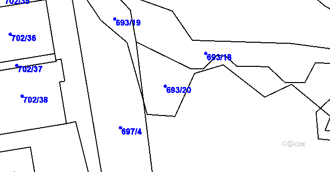 Parcela st. 693/20 v KÚ Zámek Žďár, Katastrální mapa