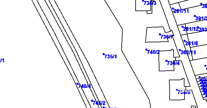 Parcela st. 735/1 v KÚ Zámek Žďár, Katastrální mapa