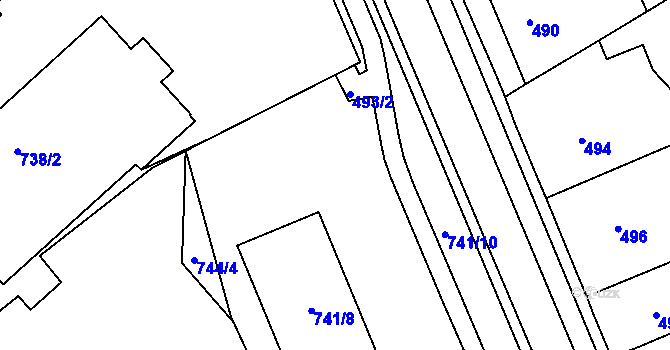 Parcela st. 741/1 v KÚ Zámek Žďár, Katastrální mapa