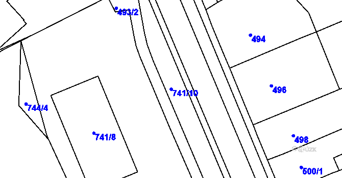Parcela st. 741/10 v KÚ Zámek Žďár, Katastrální mapa