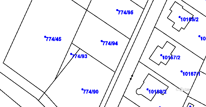 Parcela st. 774/3 v KÚ Zámek Žďár, Katastrální mapa