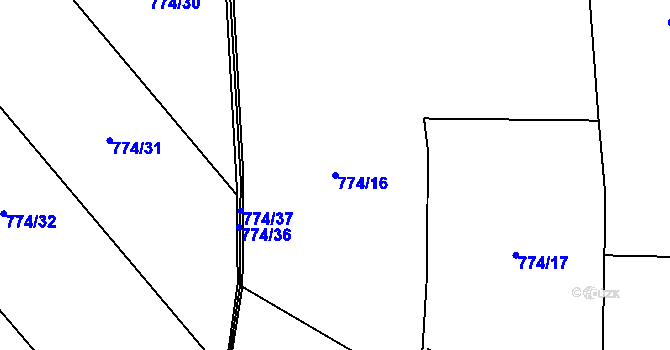 Parcela st. 774/16 v KÚ Zámek Žďár, Katastrální mapa