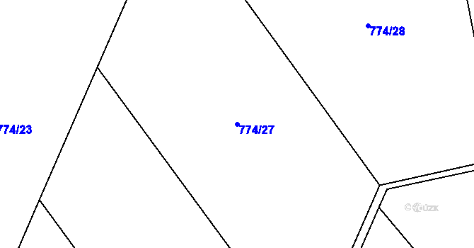 Parcela st. 774/27 v KÚ Zámek Žďár, Katastrální mapa
