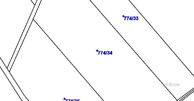Parcela st. 774/34 v KÚ Zámek Žďár, Katastrální mapa