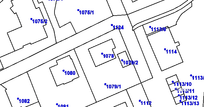 Parcela st. 1078 v KÚ Zámek Žďár, Katastrální mapa