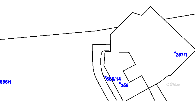 Parcela st. 686/9 v KÚ Zámek Žďár, Katastrální mapa