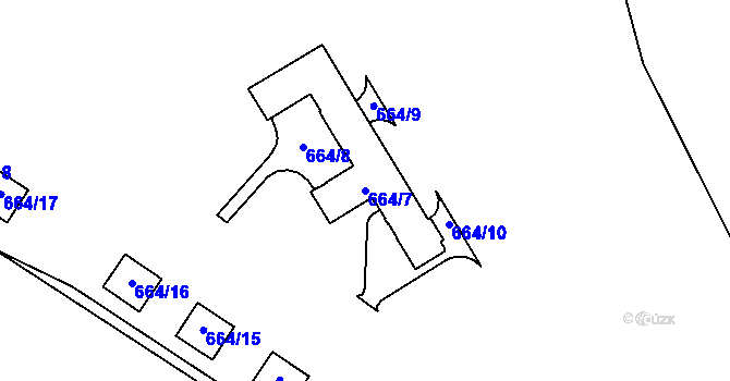 Parcela st. 664/7 v KÚ Zámek Žďár, Katastrální mapa