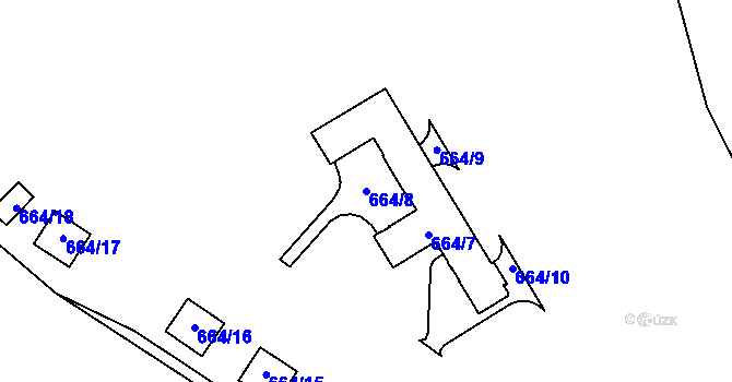 Parcela st. 664/8 v KÚ Zámek Žďár, Katastrální mapa