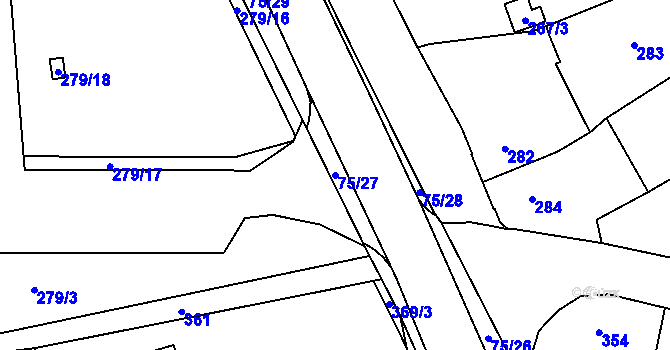 Parcela st. 75/27 v KÚ Zámek Žďár, Katastrální mapa