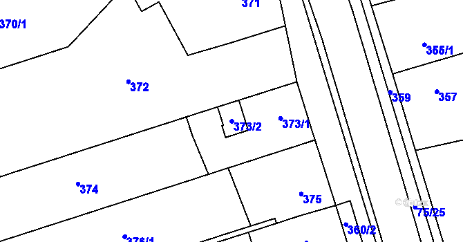 Parcela st. 373/2 v KÚ Zámek Žďár, Katastrální mapa