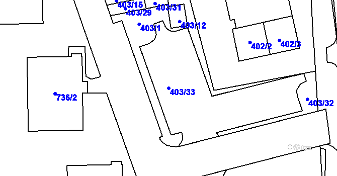 Parcela st. 403/33 v KÚ Zámek Žďár, Katastrální mapa