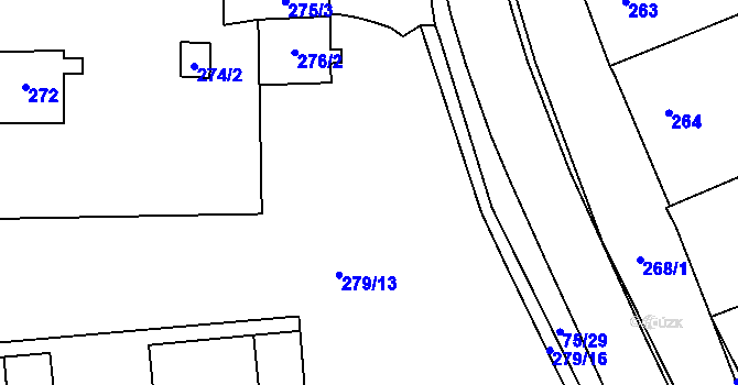 Parcela st. 276/1 v KÚ Zámek Žďár, Katastrální mapa