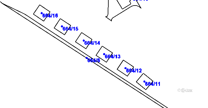 Parcela st. 664/13 v KÚ Zámek Žďár, Katastrální mapa