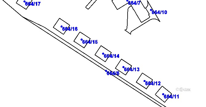 Parcela st. 664/14 v KÚ Zámek Žďár, Katastrální mapa