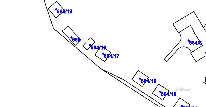 Parcela st. 664/17 v KÚ Zámek Žďár, Katastrální mapa