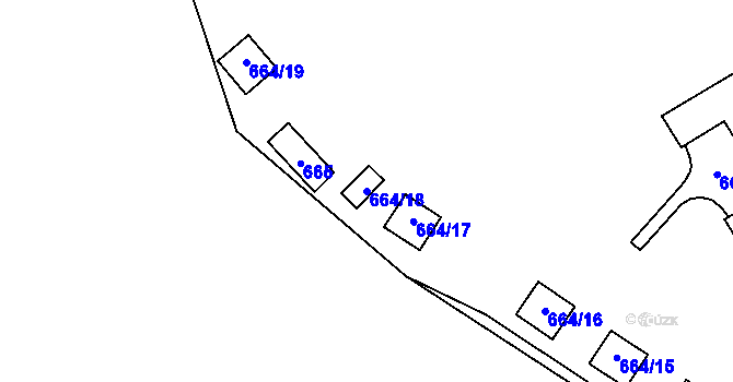 Parcela st. 664/18 v KÚ Zámek Žďár, Katastrální mapa