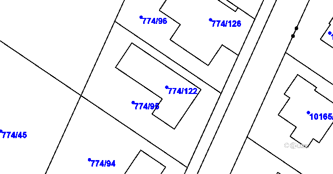 Parcela st. 774/122 v KÚ Zámek Žďár, Katastrální mapa