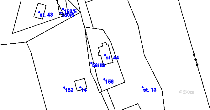 Parcela st. 44 v KÚ Víckov, Katastrální mapa