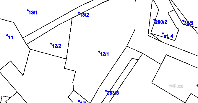Parcela st. 12/1 v KÚ Víckov, Katastrální mapa