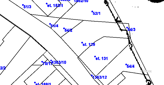 Parcela st. 129 v KÚ Žďárec, Katastrální mapa