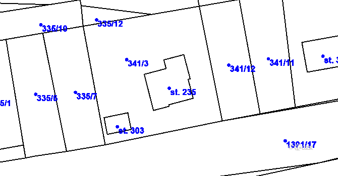 Parcela st. 235 v KÚ Žďárec, Katastrální mapa