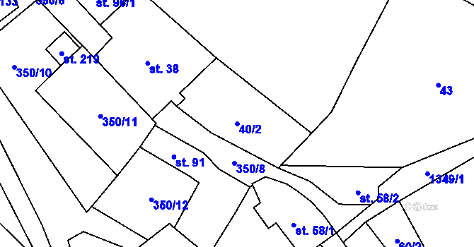 Parcela st. 40/2 v KÚ Žďárec, Katastrální mapa