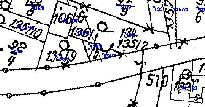 Parcela st. 135/7 v KÚ Žďárec, Katastrální mapa