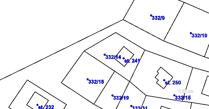 Parcela st. 332/14 v KÚ Žďárec, Katastrální mapa