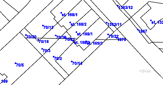 Parcela st. 169/4 v KÚ Žďárec, Katastrální mapa