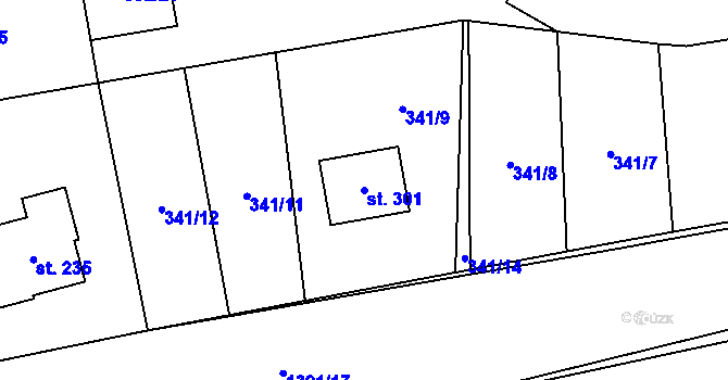Parcela st. 301 v KÚ Žďárec, Katastrální mapa
