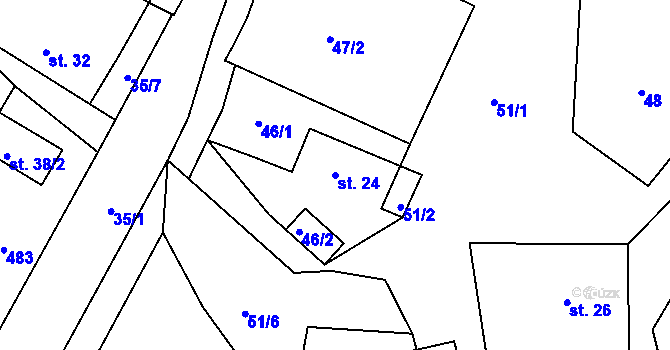 Parcela st. 24 v KÚ Žďárec u Seče, Katastrální mapa