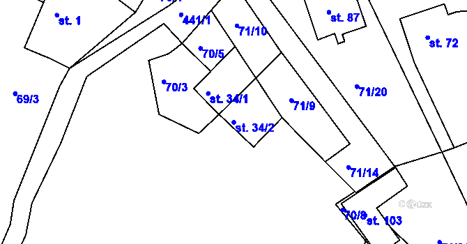 Parcela st. 34/2 v KÚ Žďárec u Seče, Katastrální mapa