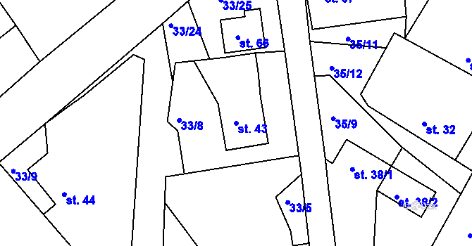 Parcela st. 43 v KÚ Žďárec u Seče, Katastrální mapa