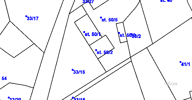 Parcela st. 50/2 v KÚ Žďárec u Seče, Katastrální mapa