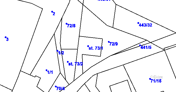 Parcela st. 73/1 v KÚ Žďárec u Seče, Katastrální mapa