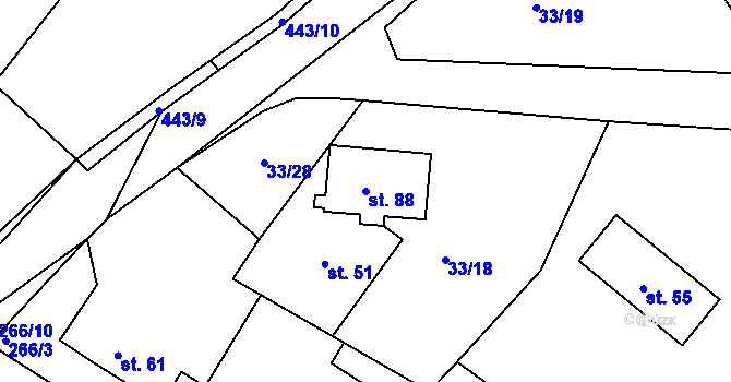 Parcela st. 88 v KÚ Žďárec u Seče, Katastrální mapa