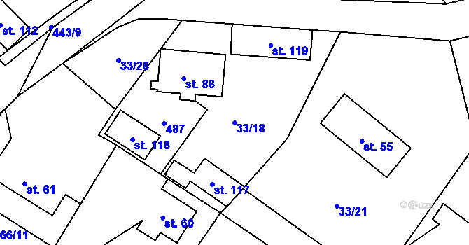 Parcela st. 33/18 v KÚ Žďárec u Seče, Katastrální mapa