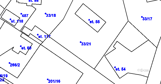 Parcela st. 33/21 v KÚ Žďárec u Seče, Katastrální mapa