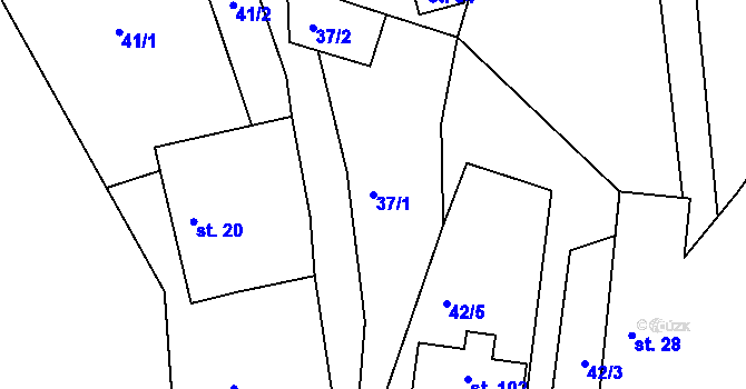 Parcela st. 37/1 v KÚ Žďárec u Seče, Katastrální mapa