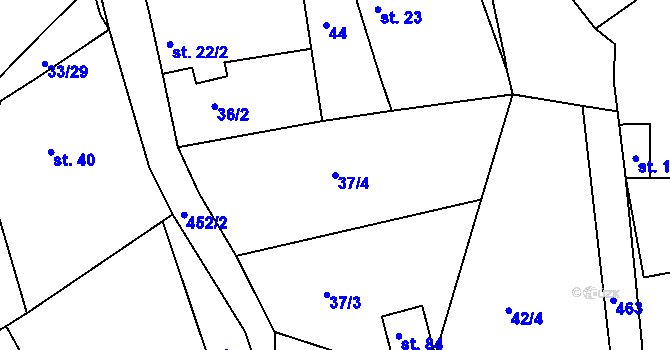 Parcela st. 37/4 v KÚ Žďárec u Seče, Katastrální mapa