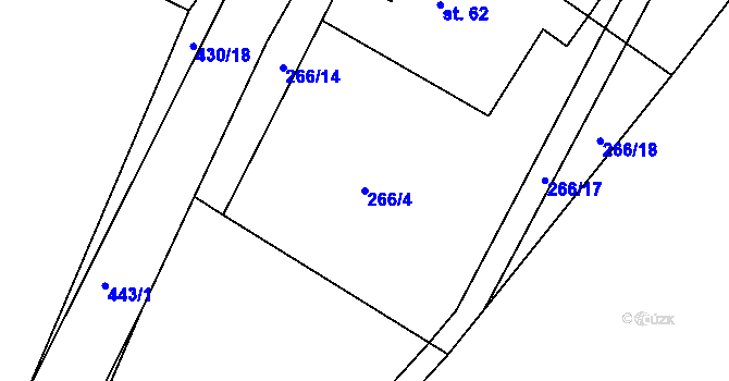 Parcela st. 266/4 v KÚ Žďárec u Seče, Katastrální mapa