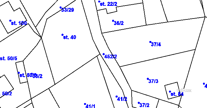 Parcela st. 452/2 v KÚ Žďárec u Seče, Katastrální mapa