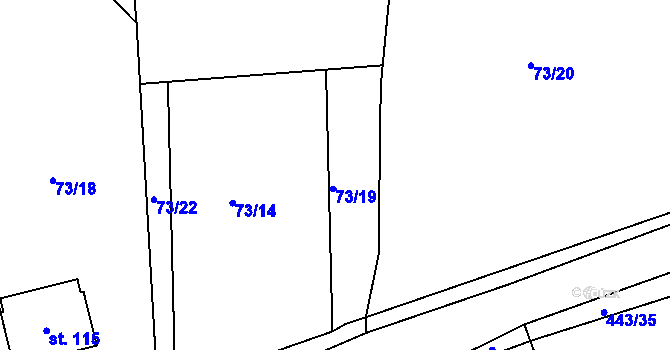 Parcela st. 73/19 v KÚ Žďárec u Seče, Katastrální mapa