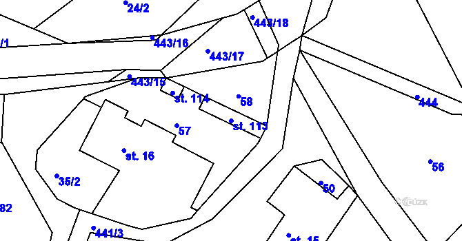 Parcela st. 113 v KÚ Žďárec u Seče, Katastrální mapa