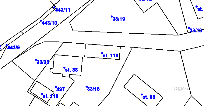 Parcela st. 119 v KÚ Žďárec u Seče, Katastrální mapa
