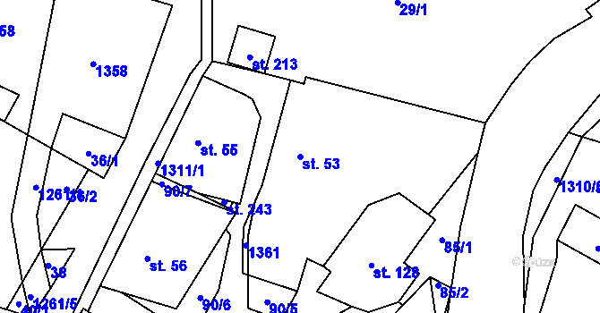 Parcela st. 53 v KÚ Žďárec u Skutče, Katastrální mapa